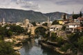 Picturesque Old Town of Mostar Stari Most with famous bridge, Bosnia and Herzegovina