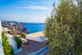 Picturesque outlook Santorini island rooftop viewpoint Fira Greece Royalty Free Stock Photo