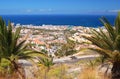 Picturesque outstanding landscape of beautiful resort playa de las americas on tenerife, spain