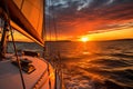 Picturesque Pair sail boat sunset. Generate Ai Royalty Free Stock Photo