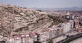 Aerial view of Alicante city with Benacantil mountain and Castle of Santa Barbara, Spain