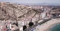 Aerial view of Alicante city with Benacantil mountain and Castle of Santa Barbara, Spain