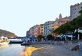 10.04.2017. Picturesque panorama with landscape of the harbor with colorful houses and the boats in Porto Venere, Italy, Liguria