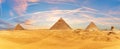 Picturesque panorama of the Pyramids and the Sphinx in the Giza desert near Cairo, Egypt Royalty Free Stock Photo