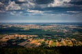 A picturesque panorama from Swiety Krzyz in Swietokrzyskie Mountains, Poland. Royalty Free Stock Photo
