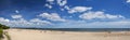 Picturesque panoramic landscape of baltic sunny beach in gdansk oliwa in the summer