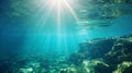 Picturesque panoramic underwater view. AI Generative