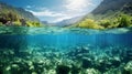 Picturesque panoramic underwater view. AI Generative