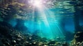 Picturesque panoramic underwater view. AI Generative