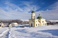 Picturesque panoramic view of Alexander Nevsky Church near medieval Khotyn fortress, Chernivtsi region. Ukraine Royalty Free Stock Photo