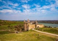 Picturesque panoramic view of medieval Khotyn fortress, Chernivtsi region. Ukraine Royalty Free Stock Photo