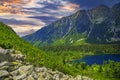 Picturesque panoramic view of Popradske Pleso, Tatra mountains, Slovakia. Royalty Free Stock Photo