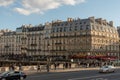 Picturesque Paris buildings along Quai de Montebello in late October Royalty Free Stock Photo