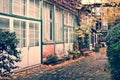 Picturesque parisian alley in autumn, Paris France