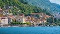 Colonno, colorful village overlooking Lake Como, Lombardy, Italy.