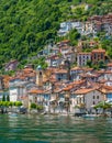 Colonno, colorful village overlooking Lake Como, Lombardy, Italy.