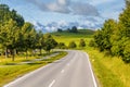 Picturesque and peaceful road in the Alps. Travel and tourism Royalty Free Stock Photo