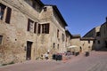 Piazza Sant`Agostino Square of Medieval San Gimignano hilltop town. Tuscany region. Italy Royalty Free Stock Photo