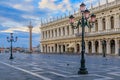 The picturesque Piazza St Marco or Saint Mark`s square at sunris