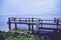 picturesque pier overlooking the sea in a Dutch village Royalty Free Stock Photo