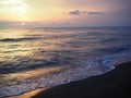 Picturesque Pink sunset on lake beach sea sand beautiful colors in the sky clouds Royalty Free Stock Photo