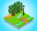 Picturesque place concept banner, isometric style