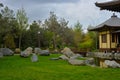 A picturesque place in the Japanese garden Krasnodar. Public landscape of Galician Park. Krasnodar, Russia. April 20