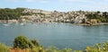 Picturesque Polruan harbour with moored boats Royalty Free Stock Photo