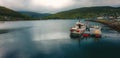 Picturesque Port of Vestmanna. Small port in Faroes. Town in the Faroe Islands on the west of the island of Streymoy Royalty Free Stock Photo