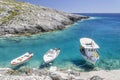 Picturesque Porto Roxa rocky beach. It is situated on west coast of Zakynthos island, Greece. Royalty Free Stock Photo