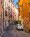 The picturesque Rione Trastevere on a summer morning, in Rome, Italy.