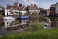 Picturesque riverside cottages in Tewkesbury, Gloucestershire, UK