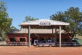 Picturesque road house at the Australian outback, with gas station and bar restaurant. Pick up car refuelling. Elsey national park