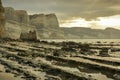 Picturesque rocky beach near Cape Kidnappers near city of Napier