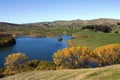 Picturesque rural lake view in the autumn