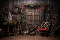 Picturesque Rustic christmas background. Generate Ai