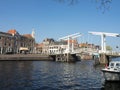 Picturesque scene of Gravestenenbrug bridge in Haarlem, Netherlands.