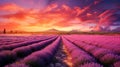 A picturesque scene of a lavender field in full bloom