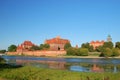 Picturesque scene of Malbork castle on Nogat river, Poland