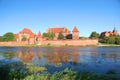 Picturesque scene of Malbork castle on Nogat river, Poland