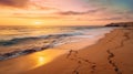 A picturesque scene of a serene beach with a