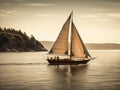 A classic sailboat gliding across a peaceful bay created with Generative AI Royalty Free Stock Photo