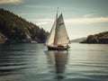 A classic sailboat gliding across a peaceful bay created with Generative AI Royalty Free Stock Photo