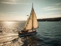 A classic sailboat gliding across a peaceful bay created with Generative AI Royalty Free Stock Photo