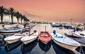 Picturesque scenery of the waterfront and harbor in Split. Royalty Free Stock Photo
