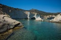 Picturesque sea landscape and white rocks at Kleftiko, Milos, Gr