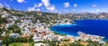 Beautiful Agia Marina village,panoramic view,Leros island,Greece Royalty Free Stock Photo