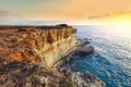 Picturesque seascape with cliffs rocky arch and stacks faraglioni at Torre Sant Andrea