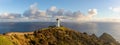 Picturesque seascape panorama with Cape Reinga lighthouse, New Zealand Royalty Free Stock Photo