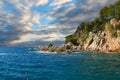 Picturesque seascape of the shore Mediterranean sea in the vicinity of the city of Tossa de Mar